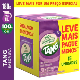 Refresco Suco Em Pó Uva Tang Pacote 18g Com 15 Unidades