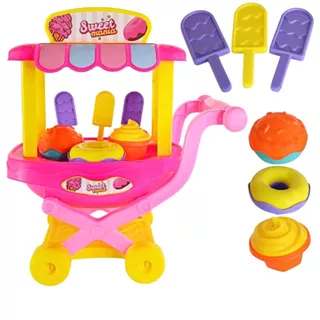 Brinquedo Carrinho de Doces e Sorvetes Picolé Infantil Rosa Sweet Mania Sorveteiro BS Toys p/ Dia das Crianças Aniversário Menina