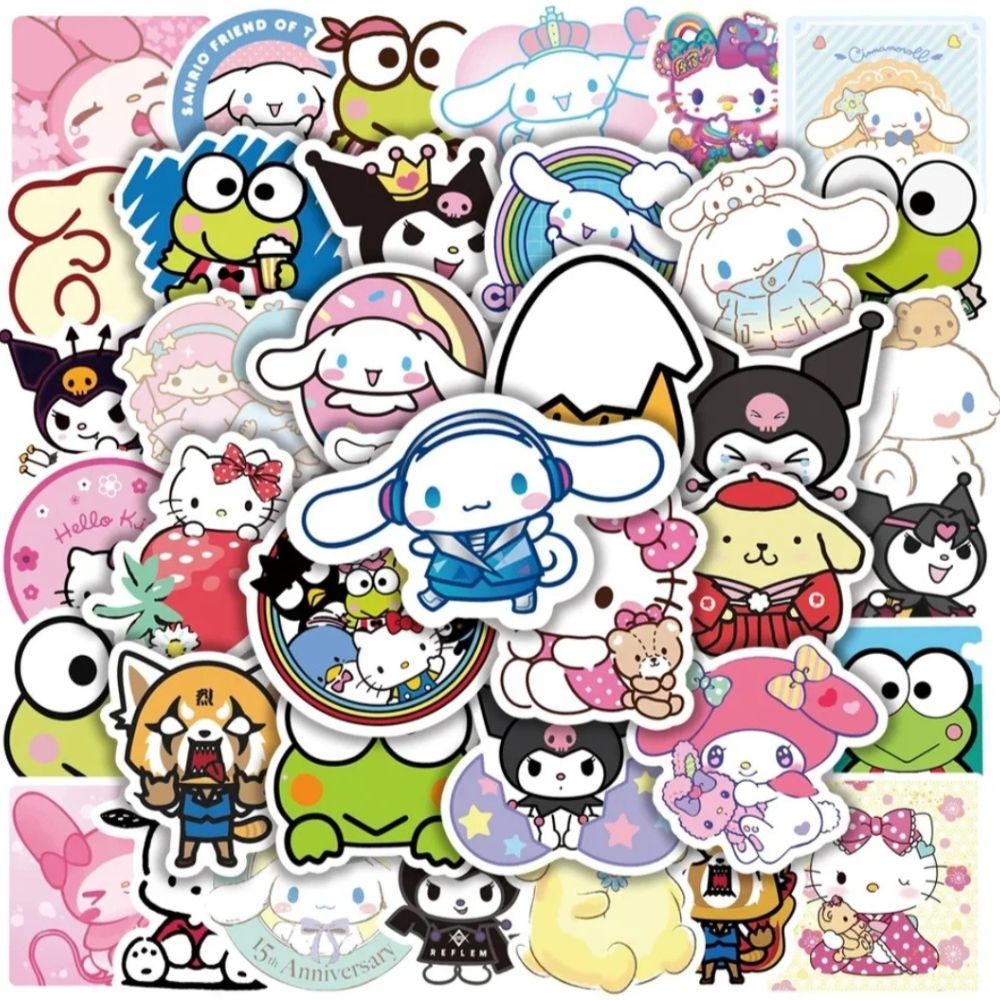Adesivos Sanrio Kawaii Fofos DIY Diario Bullet Journal Hello Kitty Melody Kuromi Cinnamoroll Pompompurin Personagens
