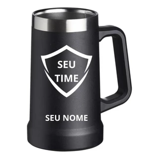 Caneca Térmica Inox 700ml Personalizada Nome Time Copo Grande com Alça Parede Dupla Bebidas Cerveja