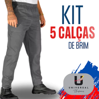 Kit 5 Calça Para Trabalho REFORÇADA Brim Pesado Uniforme Operacional