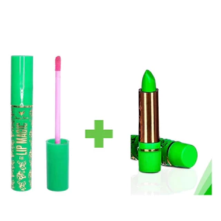Kit Gloss Labial Magico Lip Magic vovo e Batom Magico Duração 24 Horas