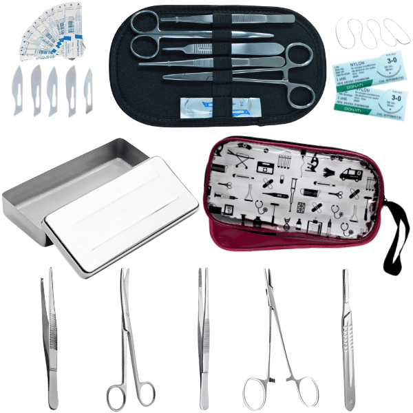 Kit Dissecaçao Sutura Tesoura Metzembaum Porta Agulha Pinça Anatomica ...