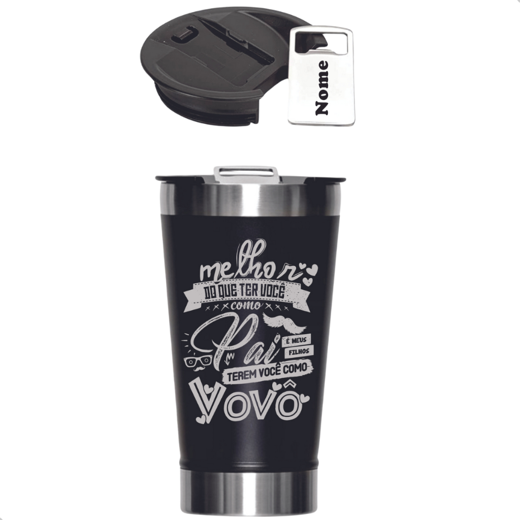 PRESENTE PARA O SEU AVÔ, NESSE DIA DOS PAIS. COPO TÉRMICO PERSONALIZADO A LASER FRASE E NOME