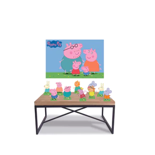 Kit Display Peppa Pig 8 De Mesa+ Painel 1,00x0,70 Para Festa