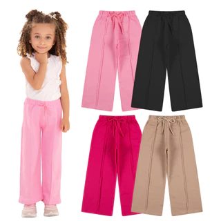 Kit Infantil 3 Calças Wide Leg Menina Tamanho 2 ao 12