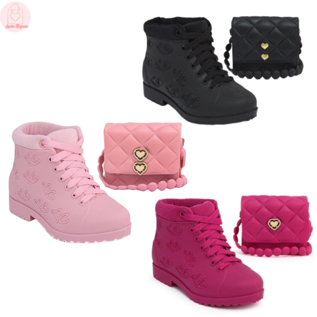Kit Bota de Inverno Com Bolsinha Infantil Para Meninas Amaro Elegance