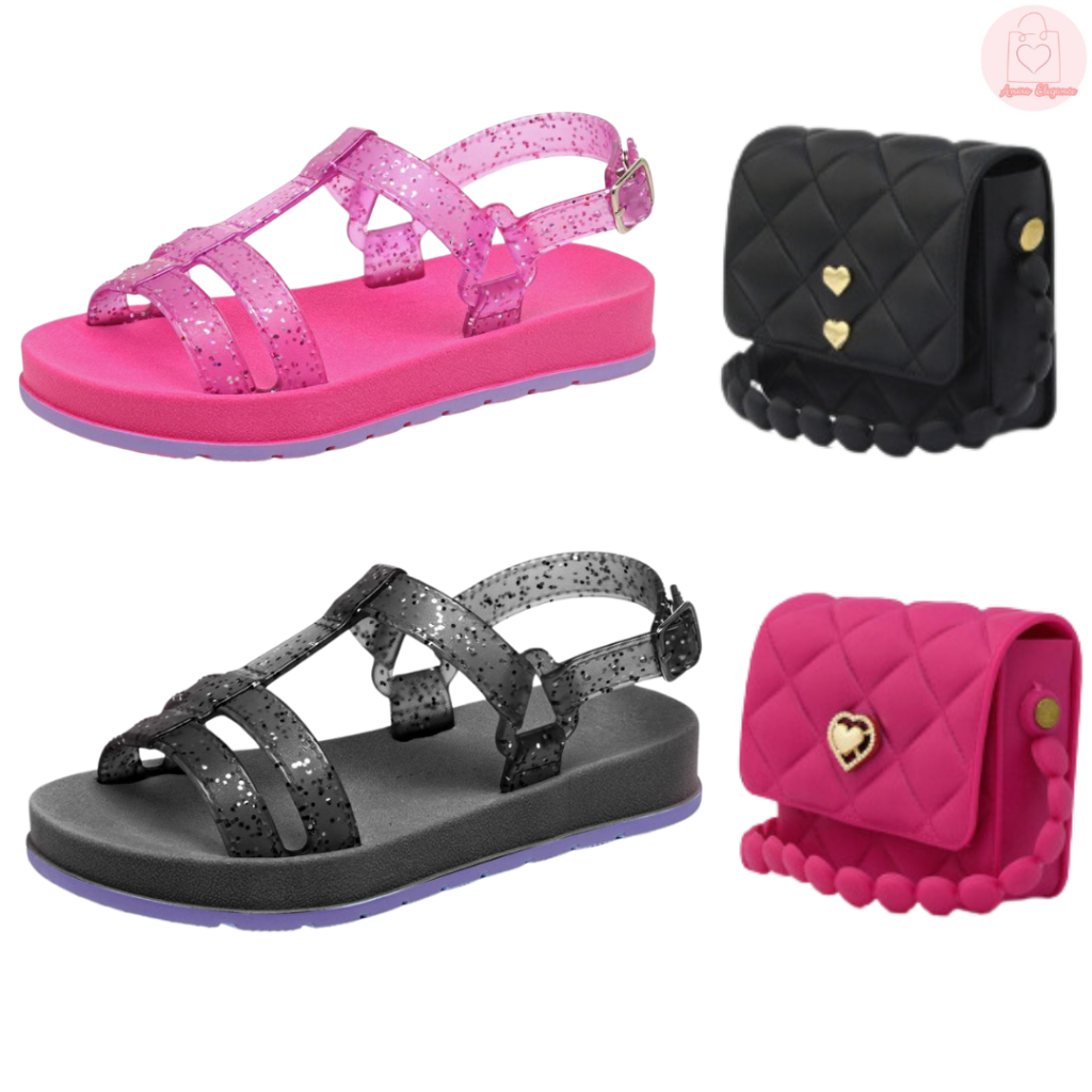 Kit Papete Infantil Com Brilho e Bolsinha Super Estilosa Amaro Elegance