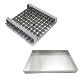 Kit Com Cortador De Brownie 100 Pedaços 3x3 Inox + Assadeira 31,5x31,5x3cm Alumínio