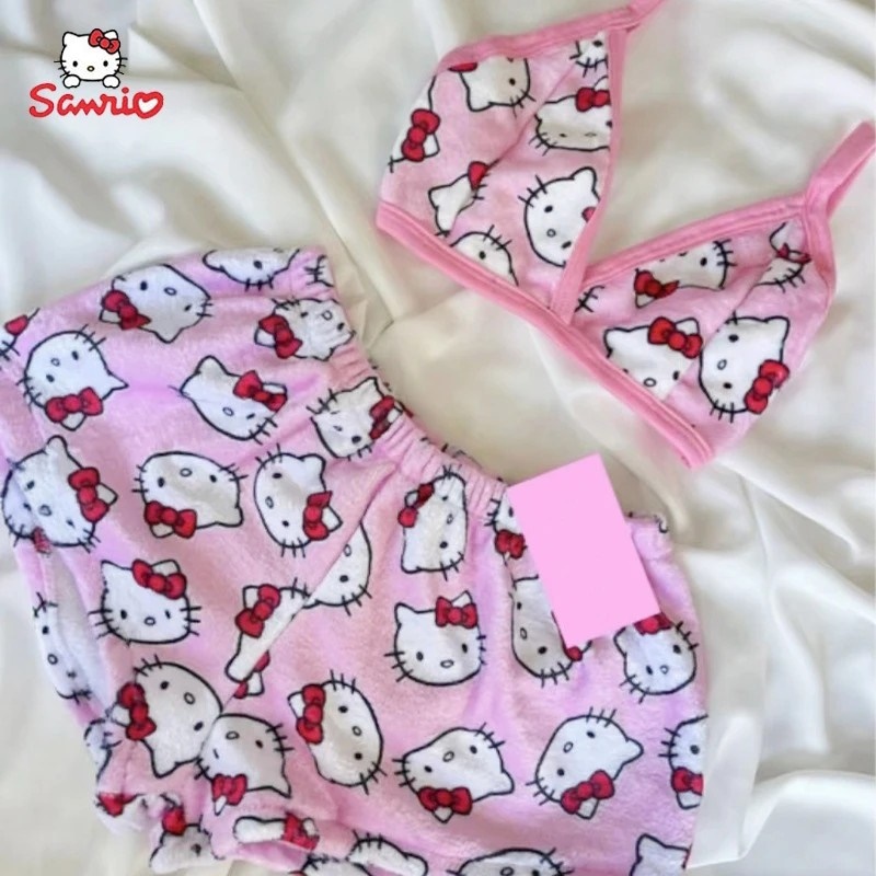 Pijama Hello Kitty Pelúcia Kawaii Sanrio Harajuku