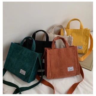 Bolsa Feminina de Lona Pequena Transversal de Ombro Bolsa Pequena de Passeio em Veludo