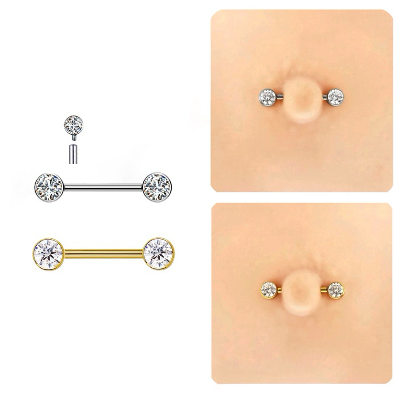 Piercing Mamilo Titânio Reto Ponto De Luz Zircônia Branca