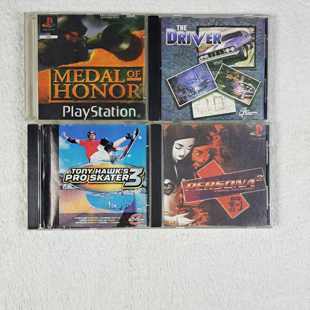 Medal of Honor, Driver, Tony Hawk Pro Skater 3, Persona 2 Cds Prata Ps1 - Playstation 1