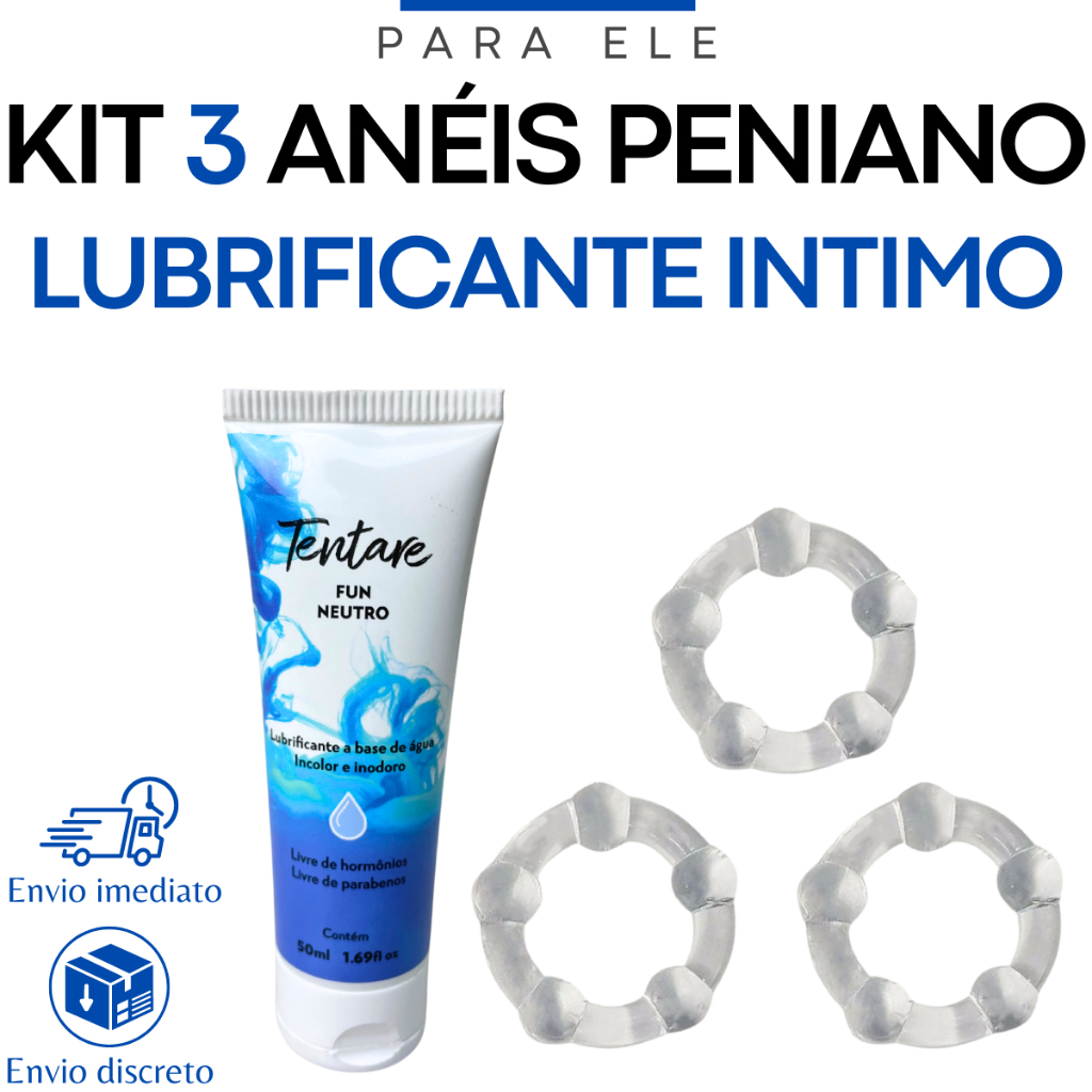 Anel Peniano Masculino Kit 3 Anéis Pênis Duro Lubrificante Intimo Masculino Sexual Fun