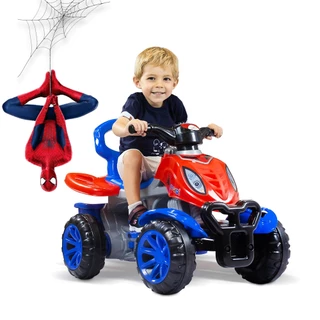 CARRINHO DE PASSEIO INFANTIL COM PEDAL E EMPURRADOR QUADRICICLO SPIDER ANDADOR DE CRIANÇA MOTO DE BRINQUEDO MOTINHA PROTETOR APOIO PÉS TRICICLO MOTOCA GRANDE BRINQUEDOS DE MENINO MENINA BEBE MOTOQUINHA ELÉTRICA VELOTROL JIP JIP MARAL