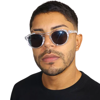 Óculos de Sol Redondo Retrô Transparente Cristal Fosco Oldstyle Proteção Solar uv400 Unissex