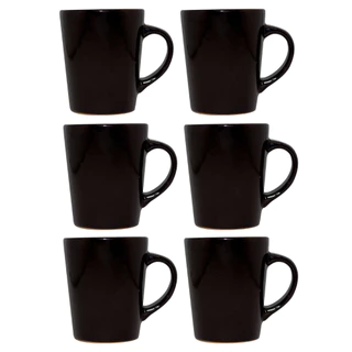 Kit Jogo de 6 Caneca De Porcelana Para Café & Chá 280ML Preta e Branca