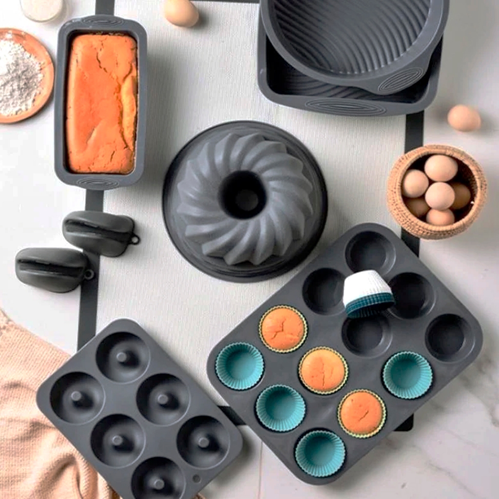 Kit Formas de Silicone Conjunto Confeiteiro Forma Redonda Air Fryer e Forno com Alça