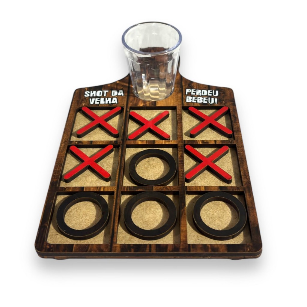 Jogo Shot Drink Jogo Da Velha Divertido Em Mdf Tabuleiro Com Copo