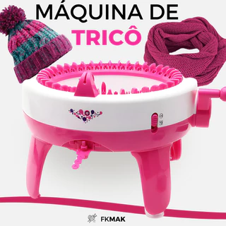 Máquina de Fazer Tricô Gorro Cachecol Meia com 40 Agulhas + 3 Novelos