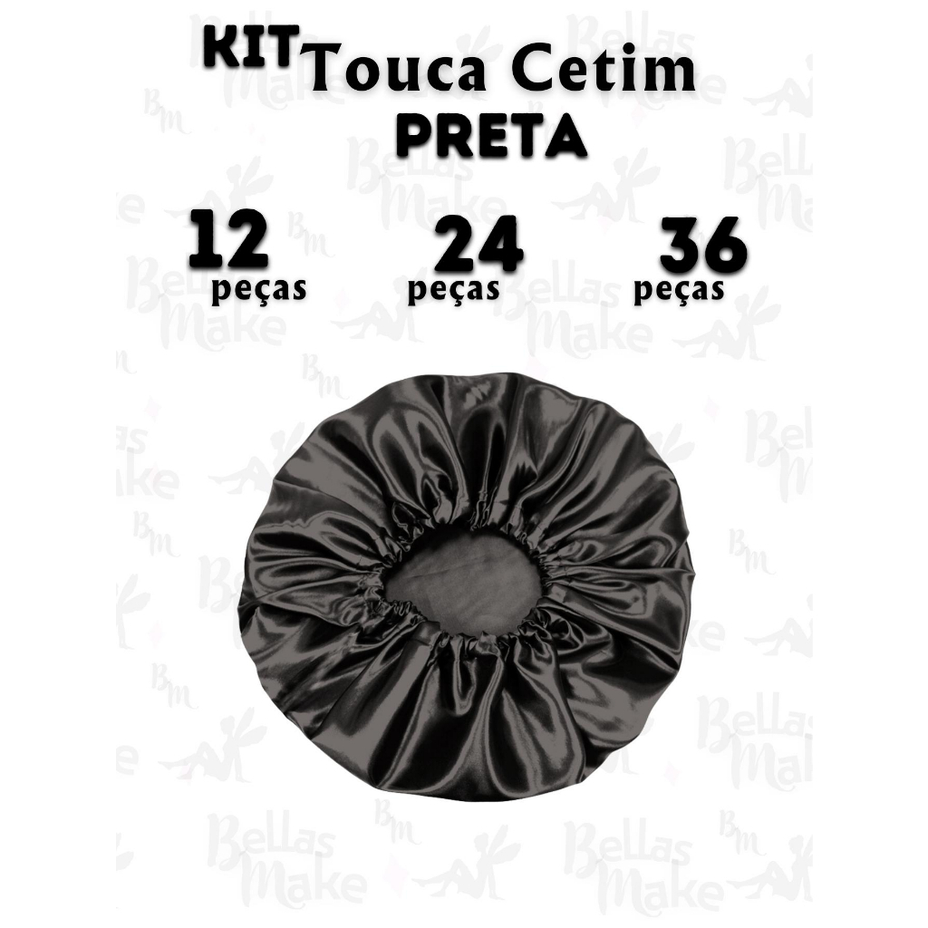 Kit 12, 24 ou 36 Toucas De Cetim Pretas Anti Frizz Day After Para Revender