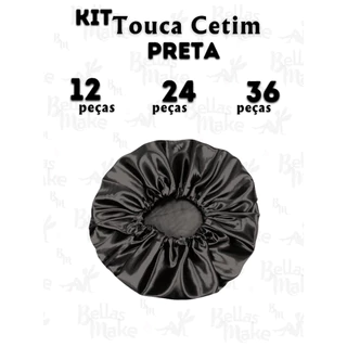 Kit 12, 24 ou 36 Toucas De Cetim Pretas Anti Frizz Day After Para Revender
