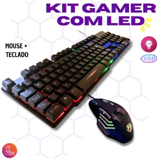 Kit teclado e mouse gamer led rgb multimidia iluminado Usb Exbom