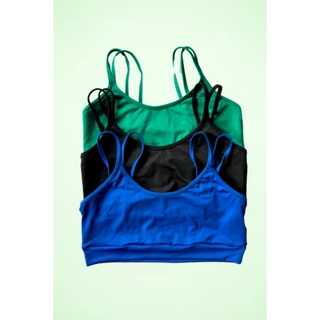Kit 3 Top Fitness Tirinha Com Forro e Alça Dupla