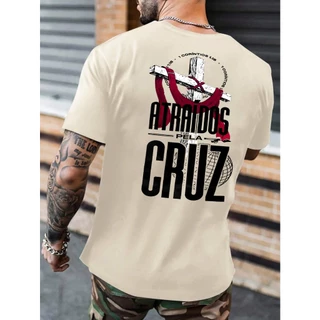 Camiseta Blessed Street Atraídos pela Cruz Camisa 100% Algodão Moda Evangélica