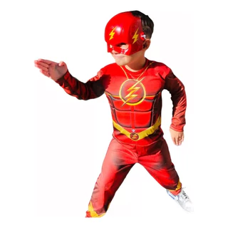 Fantasia Do Flash Longo ou Curto Com Máscara e Enchimento