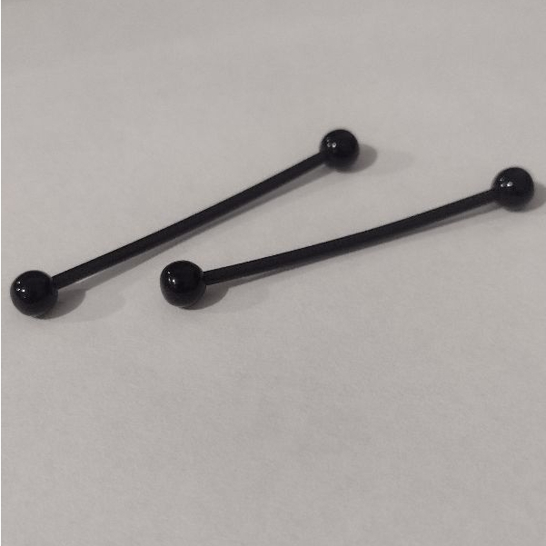 KIT COM 2 piercing transversal silicone Preto 1.6×38×5m unissex