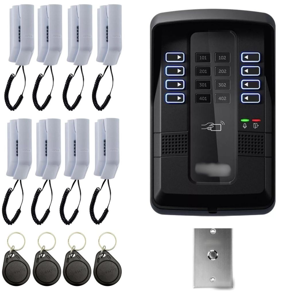 Interfone Porteiro Coletivo Eletronico Com 8 Pontos e Botoeira Predial ...