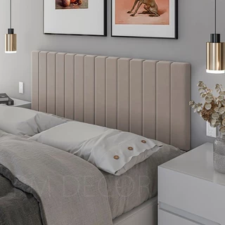 Cabeceira ibiza palha painel estofado suede desing cama box