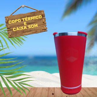 Copo Termico 420ml Caixa Som Bluetooth Tampa Abridor
