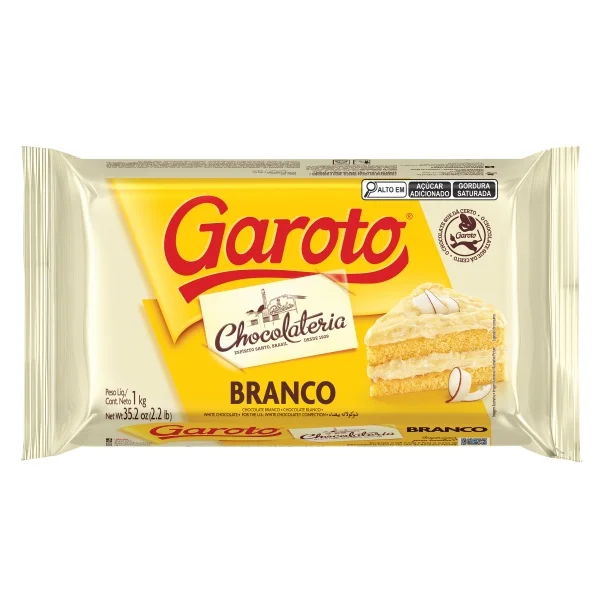 Barra de chocolate branco nobre garoto branca 1 kg varia es 500gr a 2 