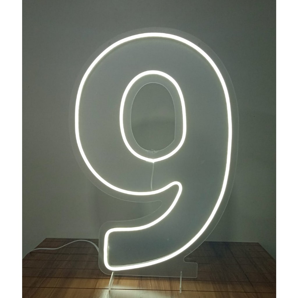 Painel Led Neon Número Nove 9 - 50cm altura em acrilíco | Shopee Brasil