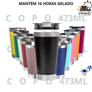 Copo Térmico 473ml Com Abridor e tampa Bebida Gelada e Quente 16h