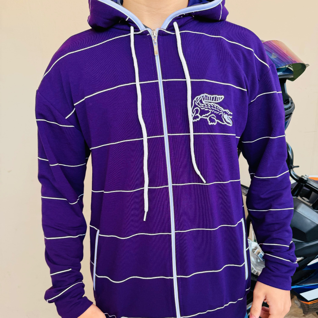 Blusa De Frio Moletom Lacoste Roxa Estampada Listrada Masculina - A ...