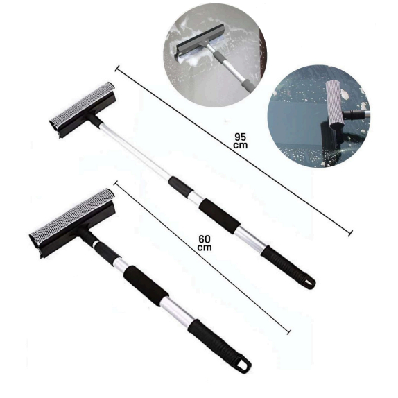 Rodo Mágico Limpador de Vidros e Janelas Rodinho Limpa Vidro Carro Esfregão Cabo Telescópico