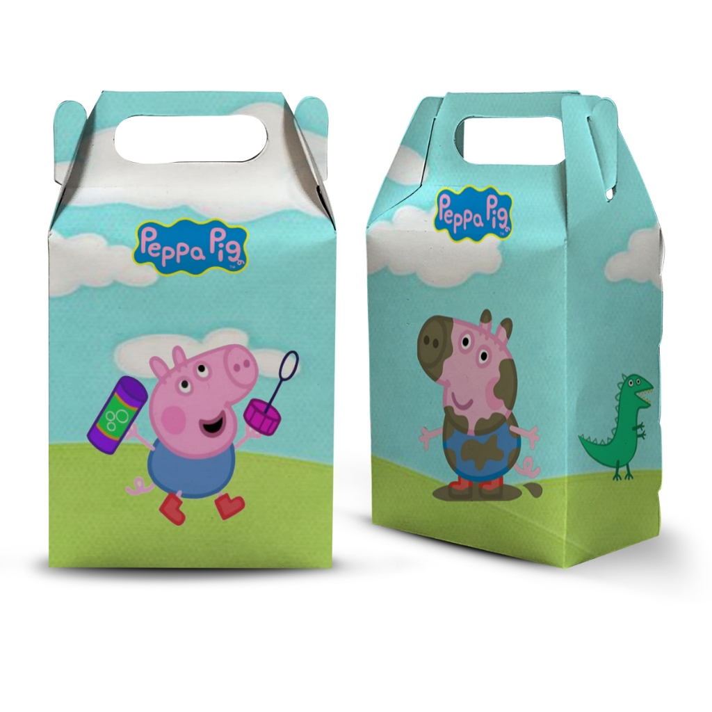 10 CAIXA MILK MALETINHA TEMA GEORGE PEPPA PIG LEMBRANCINHAS PARA FESTA ...