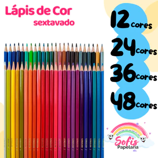 Lápis de Cor Leo e Leo SEXTAVADO (12, 24, 36 e 48 cores)