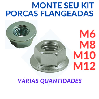 Porca Sextavada Aço Flangeada, Arruelada, com anel, SEM SERRILHA! (M6, M8, M10, M12)