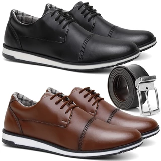 Kit 2 pares Sapato Oxford Social Masculino com cinto