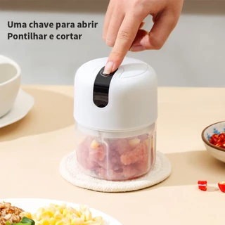 Mini Processador Elétrico Moedor Carne Vegetais Alho Fruta Amendoim 250ml