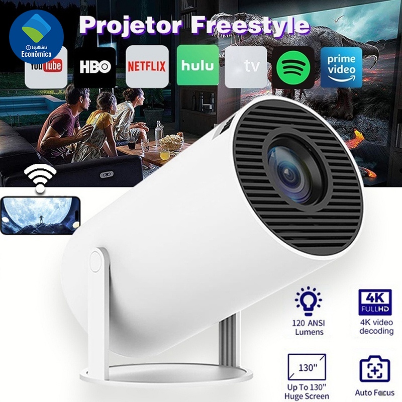 Projetor Wi-fi lançamento Portátil com Android HDMI Smart Cinema Hy300 4k HD