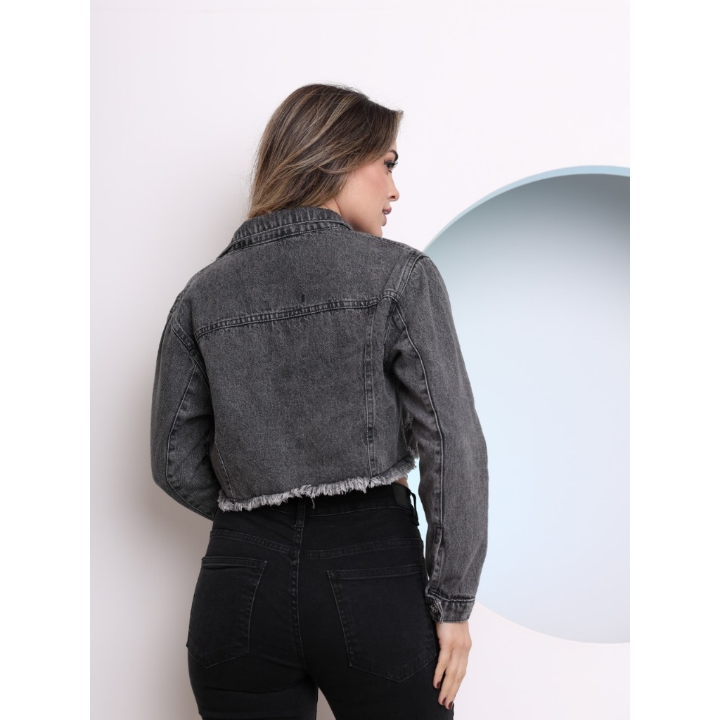 Jaqueta Jeans Destroyed Feminina