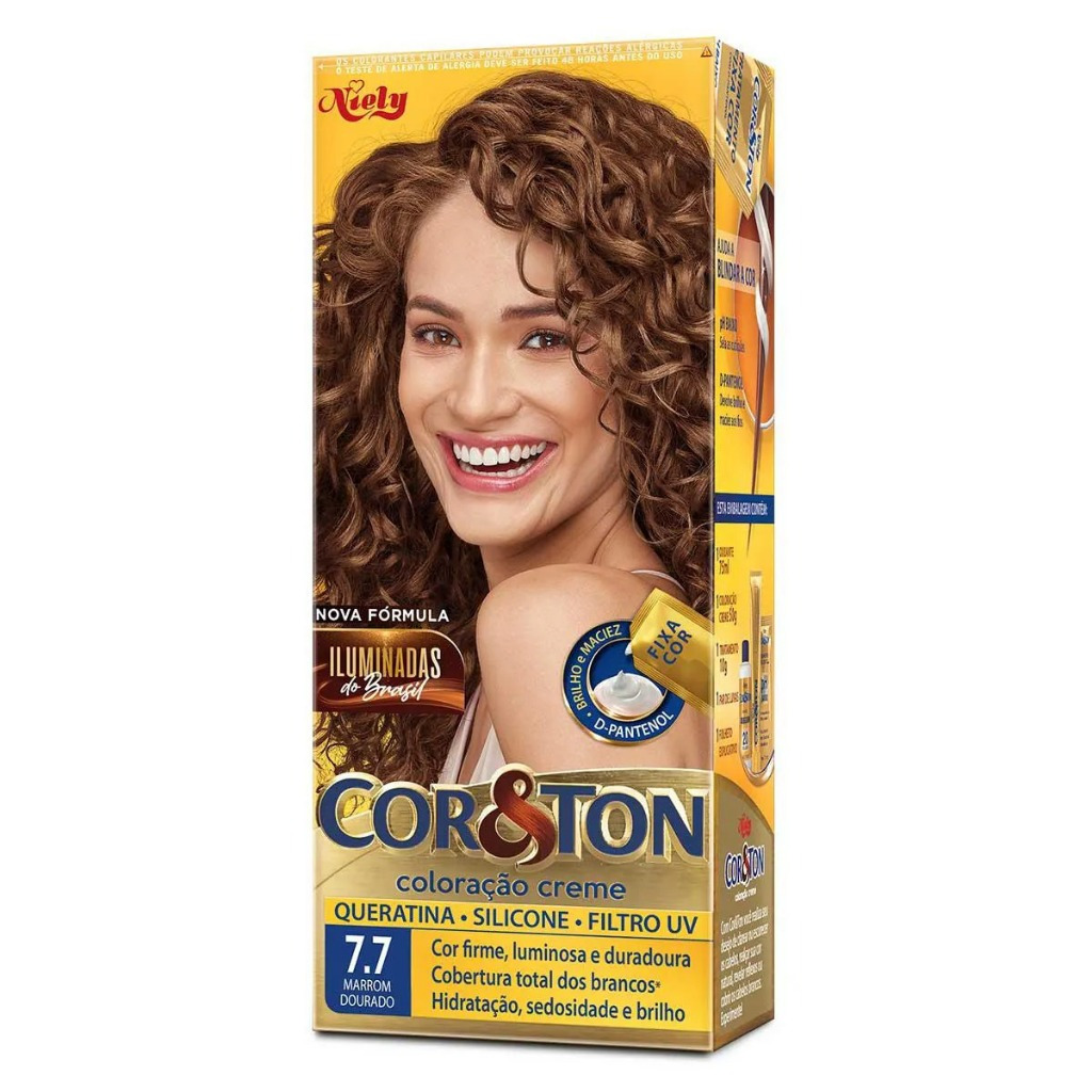 COLORAÇÃO COR&TON KIT 07.7 MARROM DOURADO. | Shopee Brasil