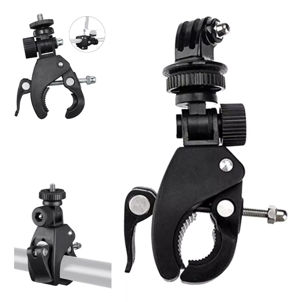 Suporte Mosquetão Moto Arma Arpão Bicicleta Acessórios Gopro DJI