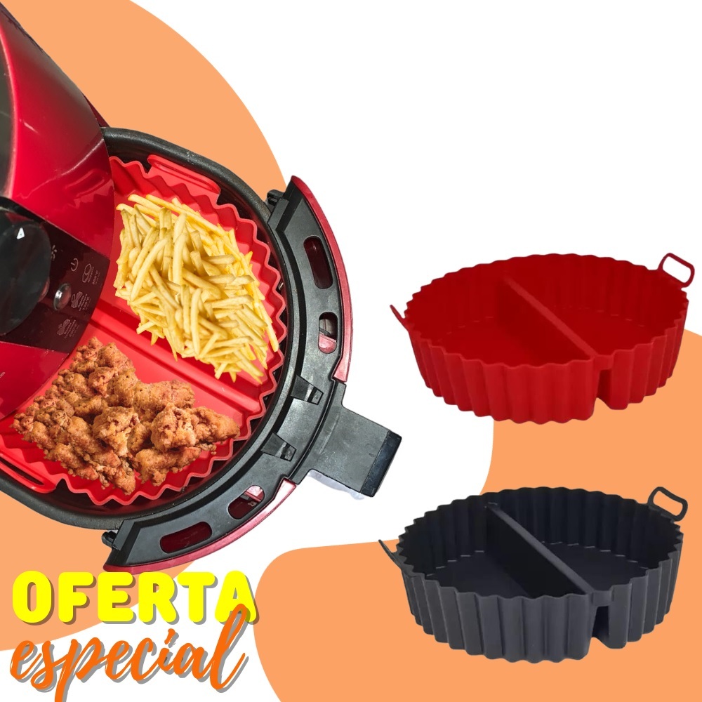 Forma De Silicone Para Air Fryer Grossa 23x5x18CM Top Útil Com Divisória Antiaderente Resistente
