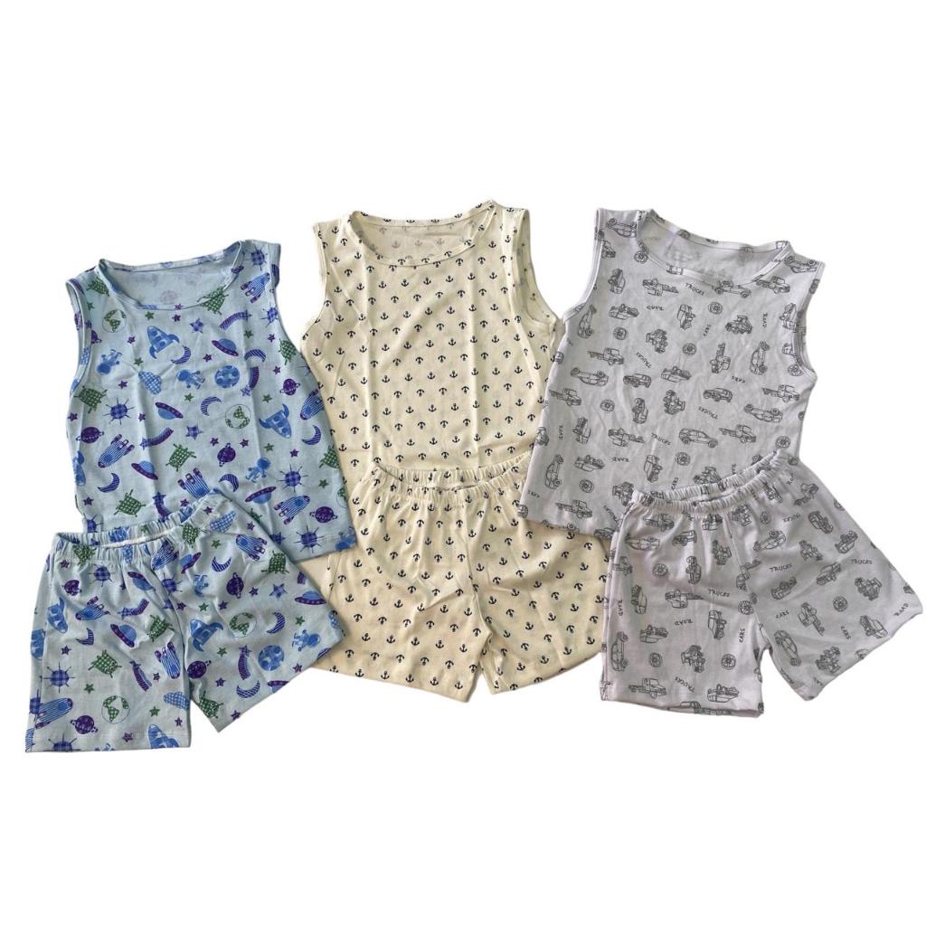 Kit com 03 pijama masculino regata com short infantil menino 02 ao 16, 100% algodão.